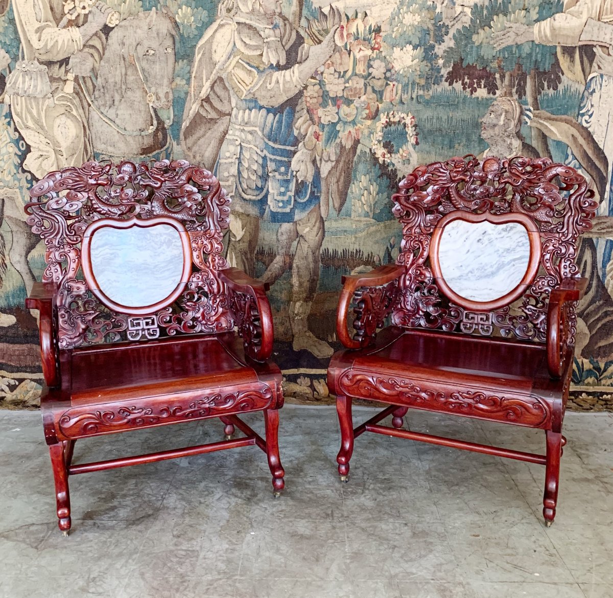 Pair Of Chinese Armchairs From The End Of XIX Century