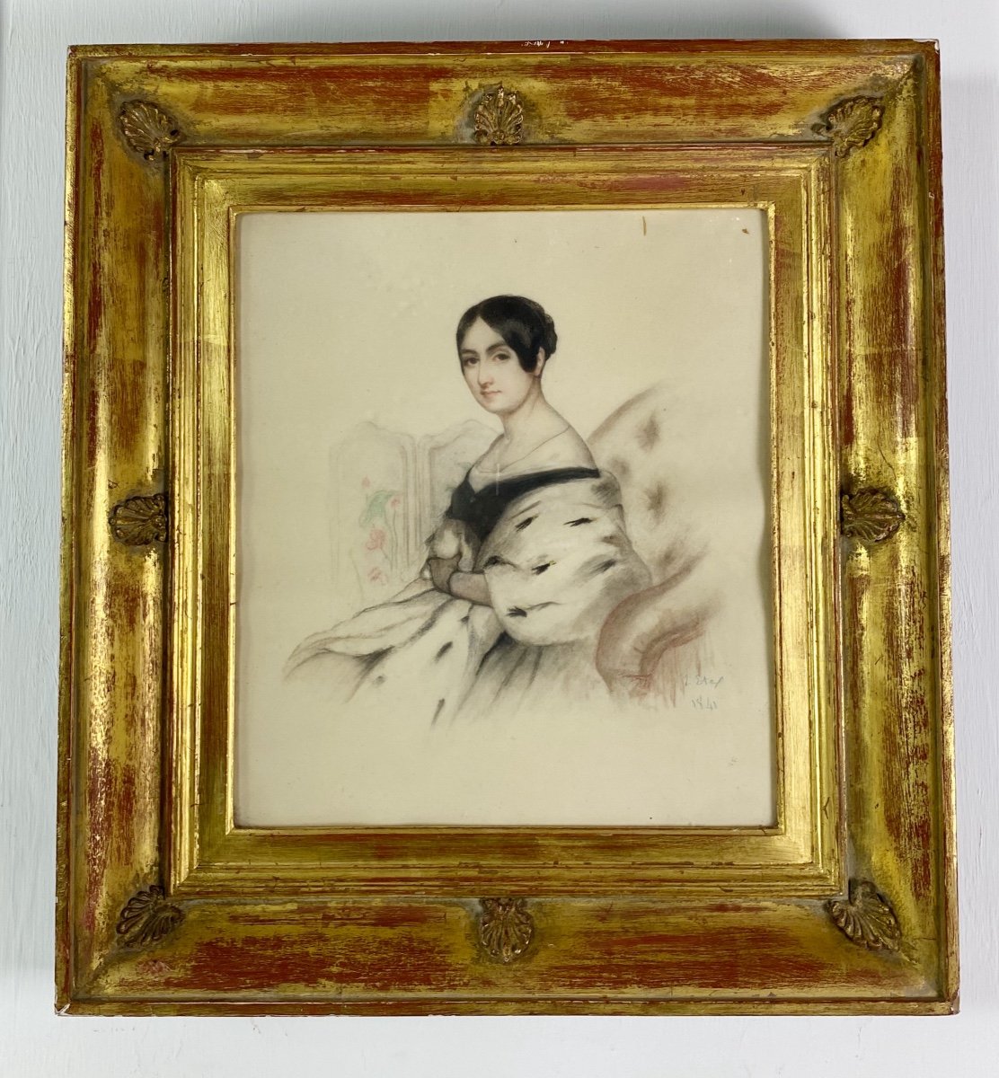 Pastel De Femme Signé Par Antoine Etex Et Daté 1841-photo-4