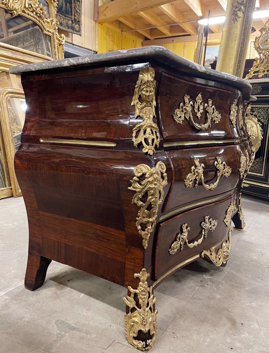 Louis XV Period Commode In Marquetry And Gilt Bronze Eighteenth Century-photo-4