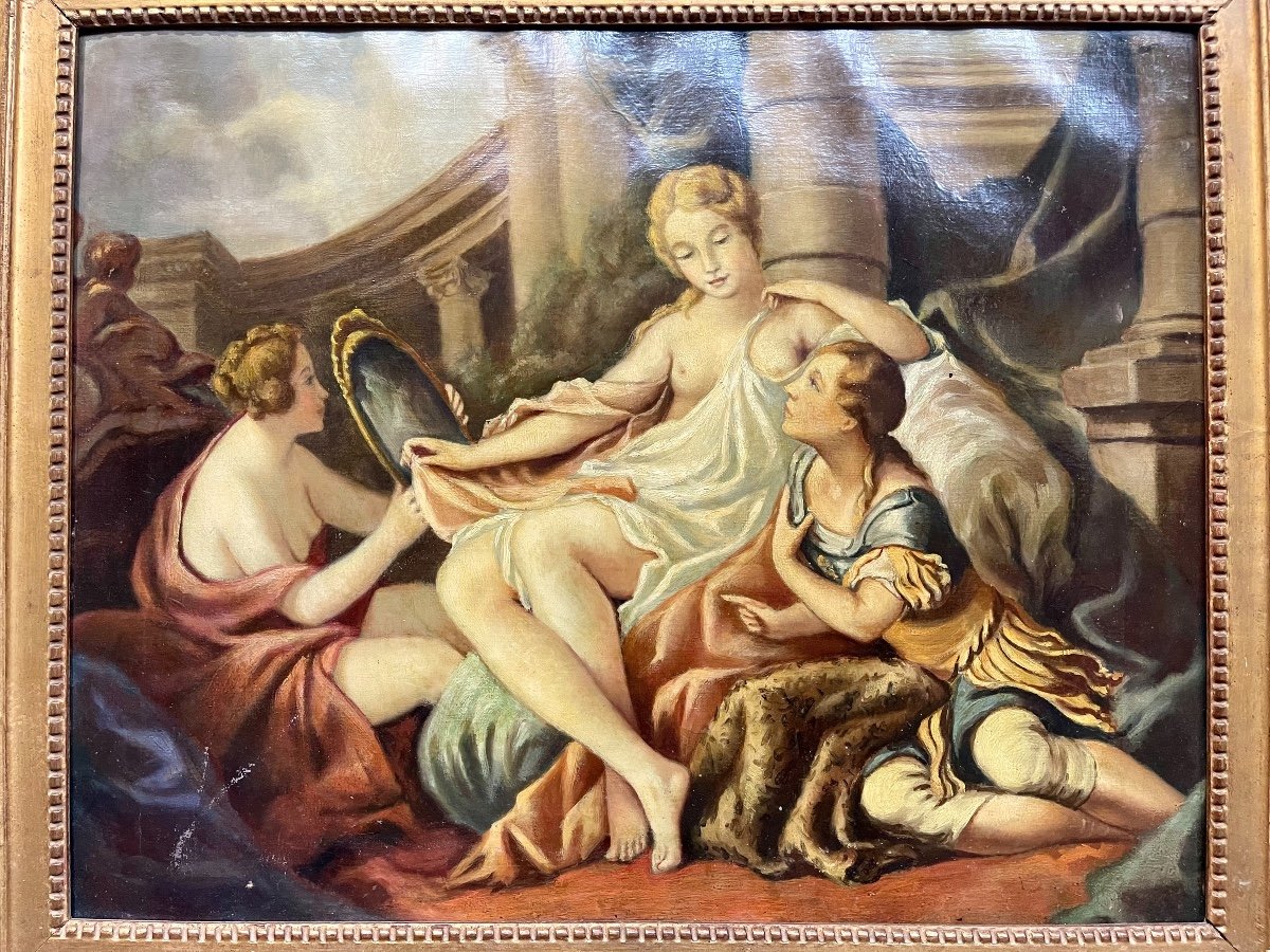 Huile Sur Toile Du Milieu Du XIX ème Dans Son Cadre De Style Louis XVI -photo-1