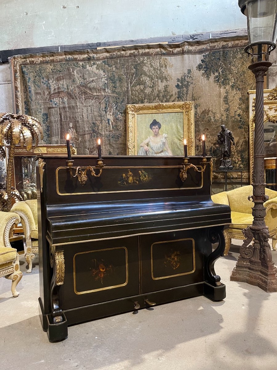 Piano En Vernis Martin Et Bronzes Dorés D’epoque Napoléon III, Aubert à Paris-photo-3