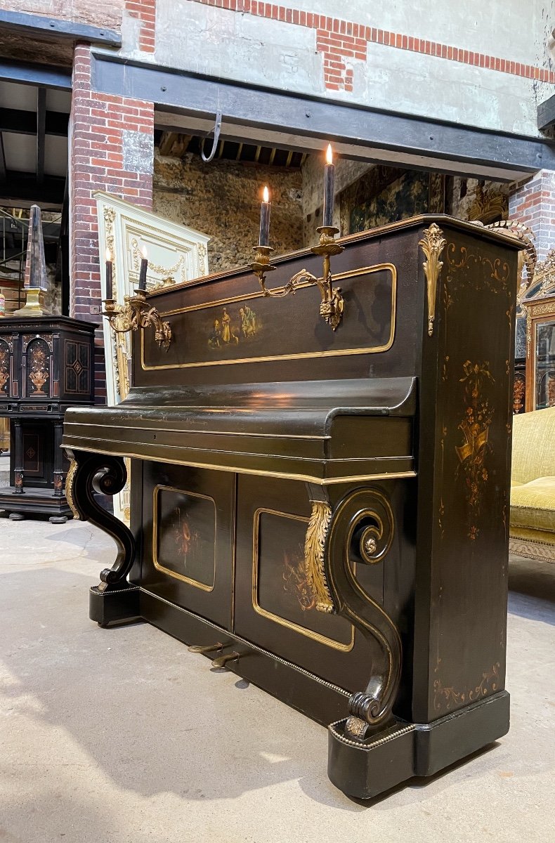 Piano En Vernis Martin Et Bronzes Dorés D’epoque Napoléon III, Aubert à Paris-photo-4