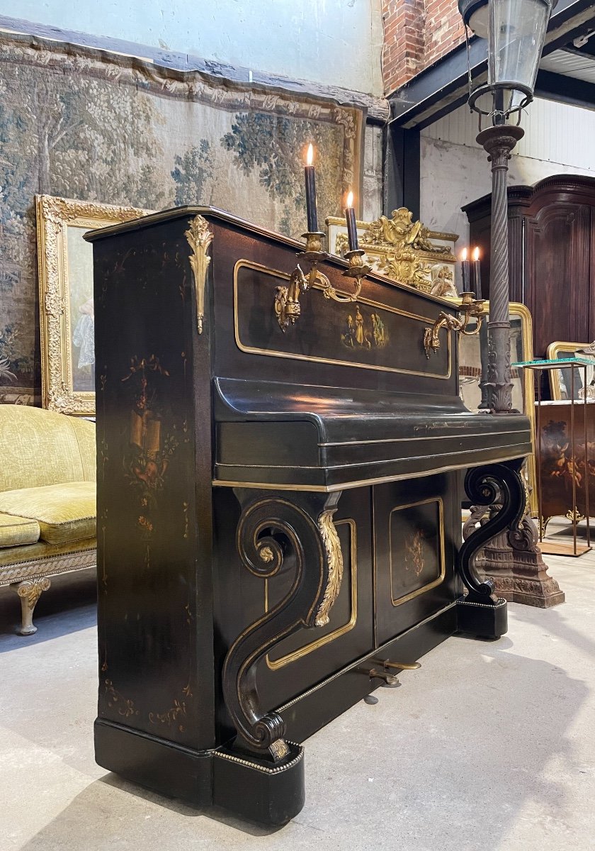 Piano En Vernis Martin Et Bronzes Dorés D’epoque Napoléon III, Aubert à Paris-photo-2