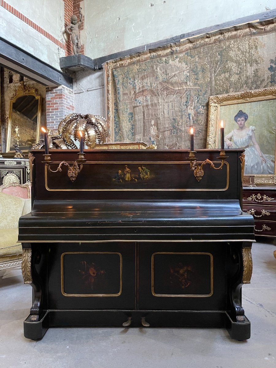 Piano En Vernis Martin Et Bronzes Dorés D’epoque Napoléon III, Aubert à Paris-photo-8
