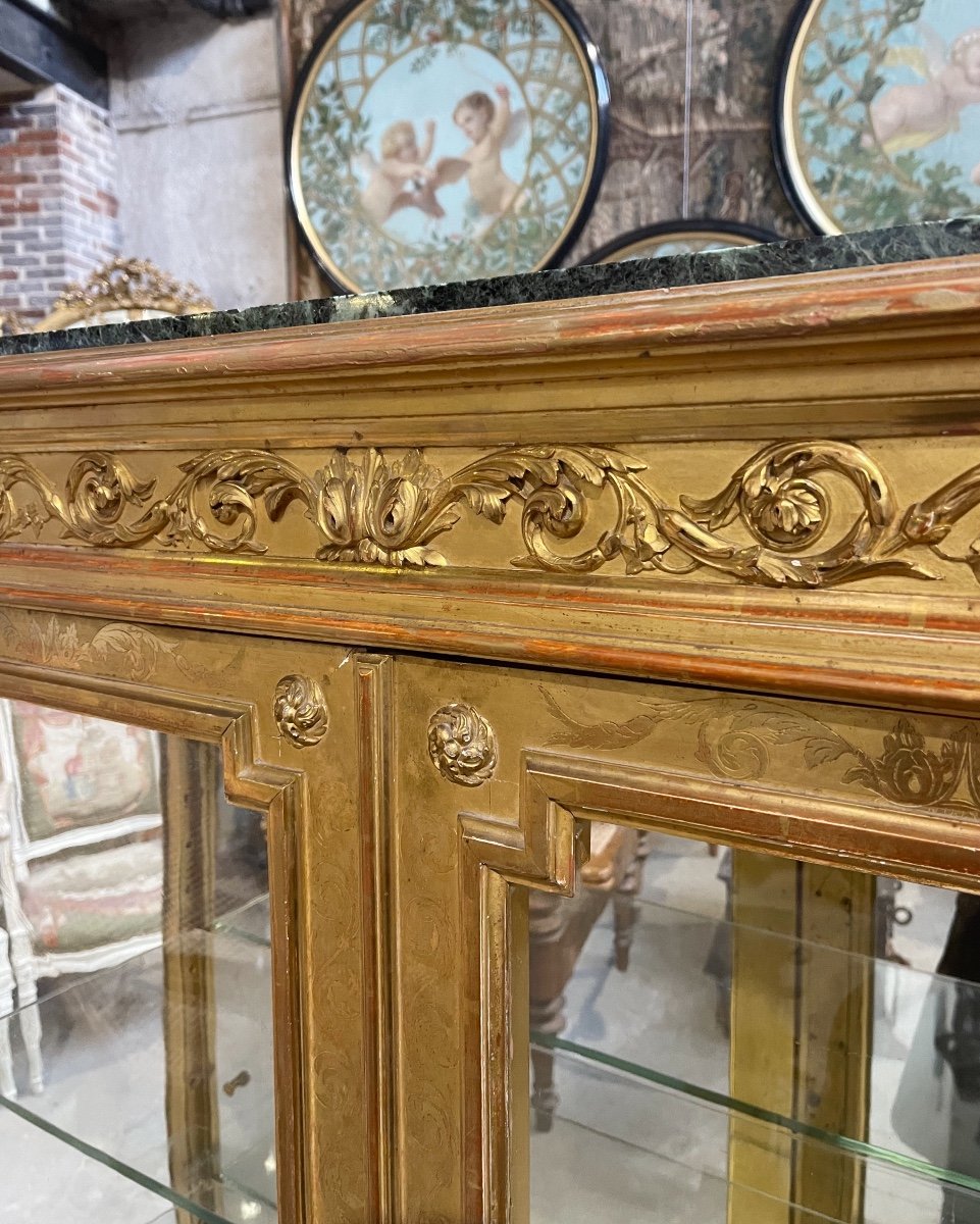 Vitrine De Style Louis XVI D’époque Napoléon III En Bois Doré -photo-3