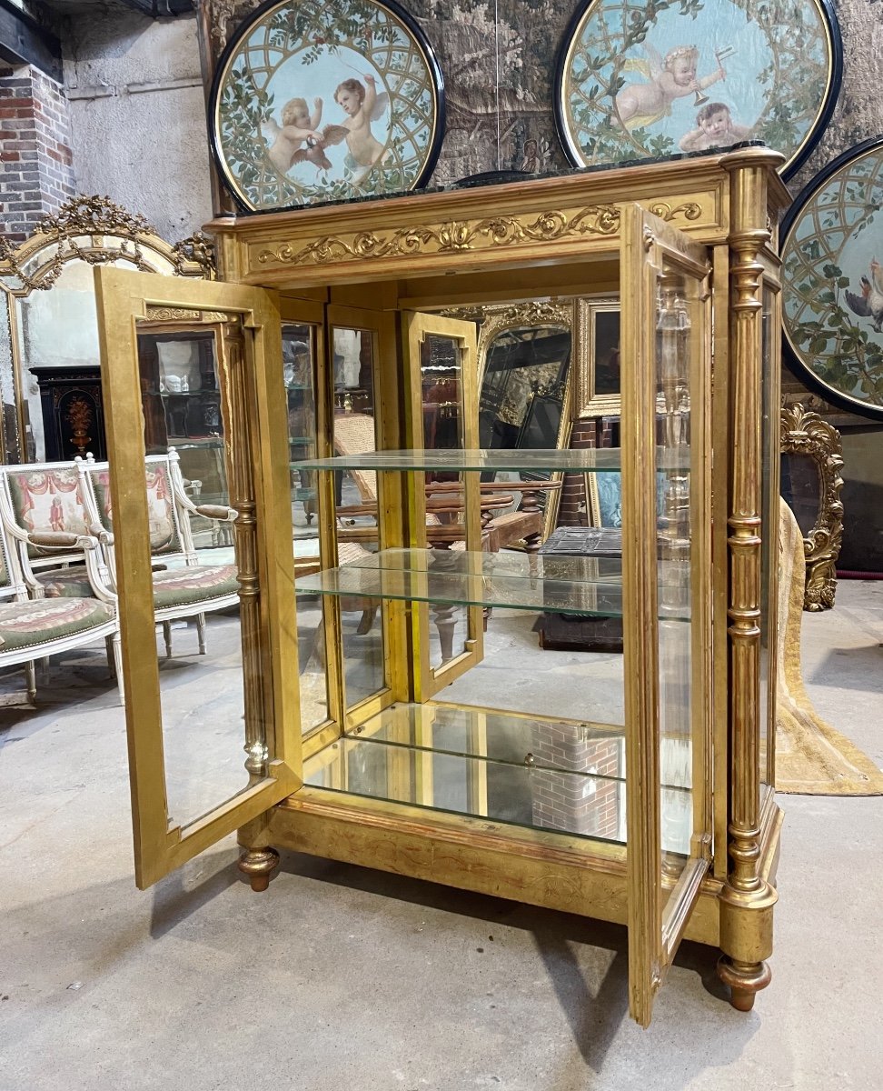 Vitrine De Style Louis XVI D’époque Napoléon III En Bois Doré -photo-4
