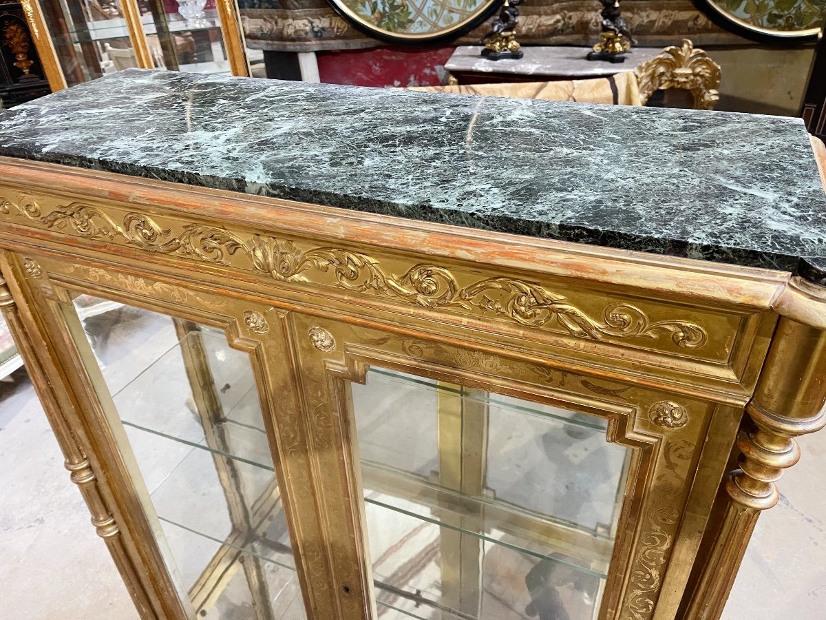 Vitrine De Style Louis XVI D’époque Napoléon III En Bois Doré -photo-5