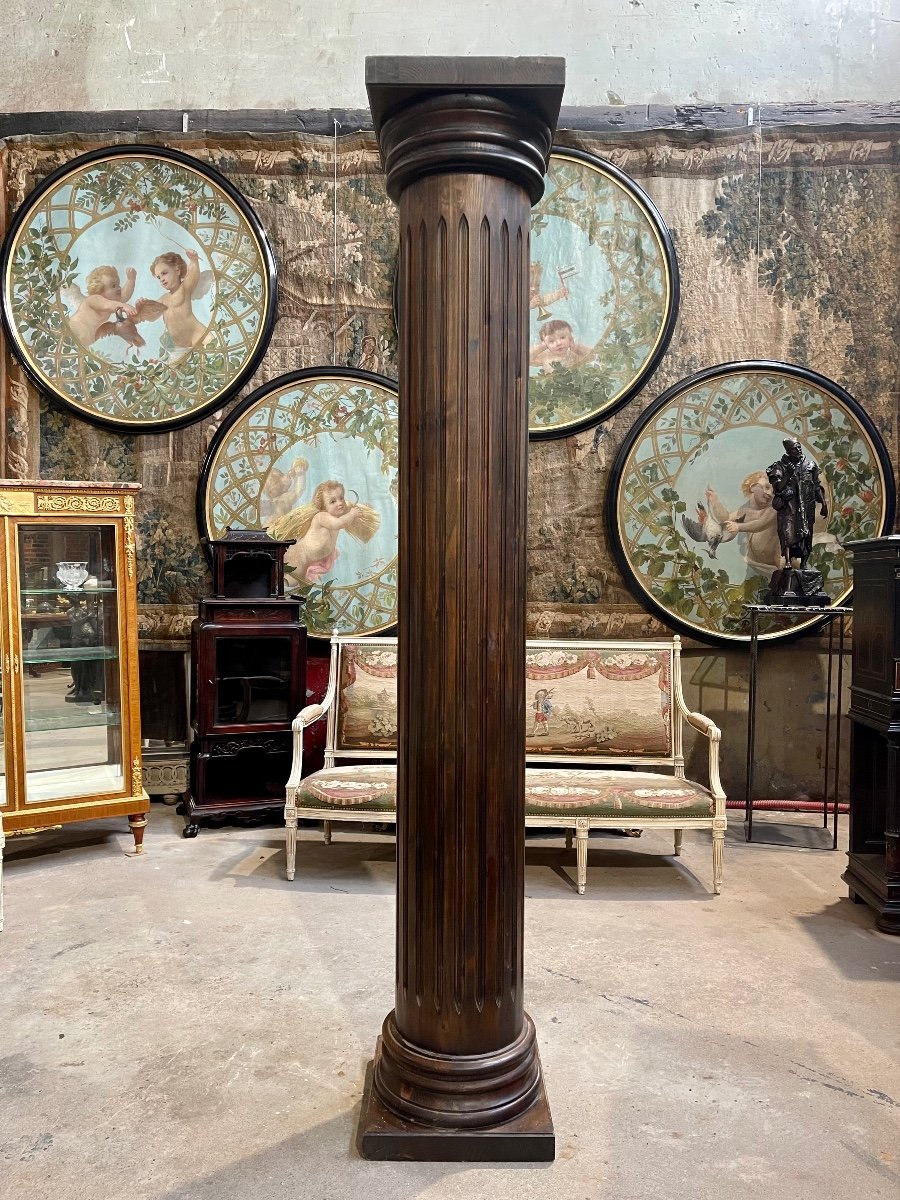 Louis XVI Style Column In Carved Wood From The End Of The XIXth Century-photo-2