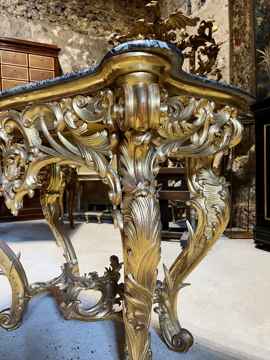 Miroir Et Sa Console En Bois Doré D’époque Napoléon III XIX ème Siècle -photo-3