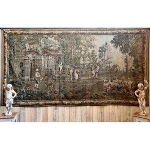 Aubusson Tapestry From The 18th Century Festive Scene 5m20 X 2m80