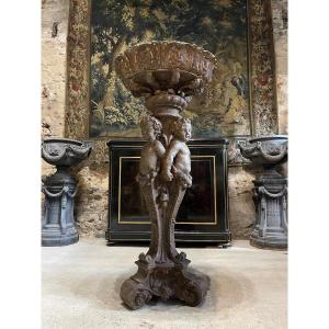 Planter With Three Putti In Cast Iron From Val d'Osne XIXth Century