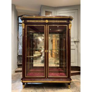 Louis XVI Style Showcase In Mahogany And Gilded Bronzes From The Napoleon III Period