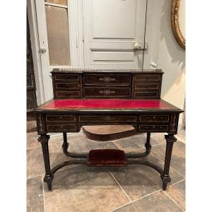 Tiered Desk In Coromandel Ebony And Ivory Fillets From The Napoleon III Period 