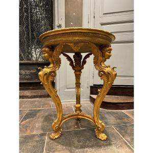 Pedestal Showcase With Chimeras In Golden Wood From Napoleon III Period 