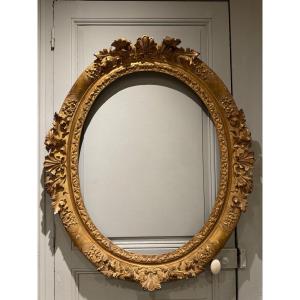 Golden Wooden Frame From The Louis XV Period, Carved Oak 