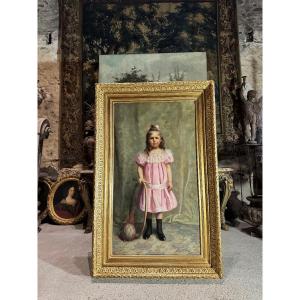 Louise Landré “young Girl With A Hoop” 19th Century, Nancy Salon