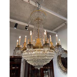 Empire Period Gilt Bronze Chandelier With Pendants