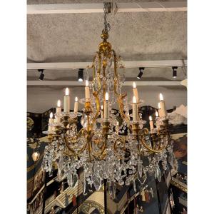 19th-century Bronze And Baccarat Crystal Chandelier