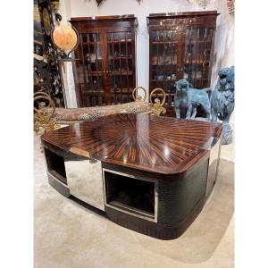 Art Deco-style Coffee Table Made Of Macassar Ebony, Circa 1970