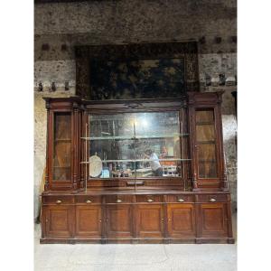 19th-century Oak Bar Back, Handcrafted Piece