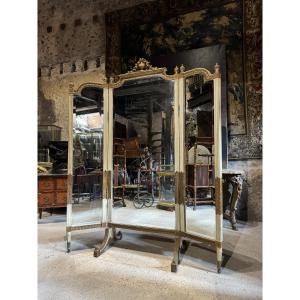 Miroir triptyque de style Louis XVI d’époque Napoléon III 