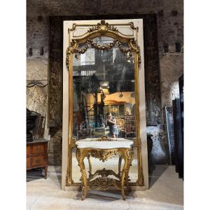 Monumental Paneled Mirror With A Louis XV-style Console