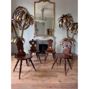 Set Of 4 Chairs With 19th-century Grotesque Motifs