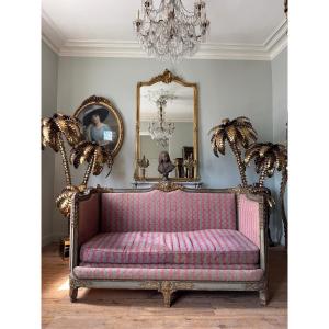 Canapé de style Louis XVI en bois réchampie et bois doré d’époque Napoléon III