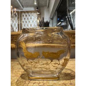 Vase de baccarat en Cristal et émaille doré du XIX ème siècle