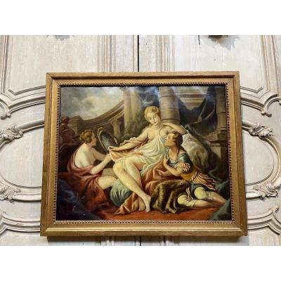 Oil On Canvas From The Middle Of The XIXth In Its Louis XVI Style Frame