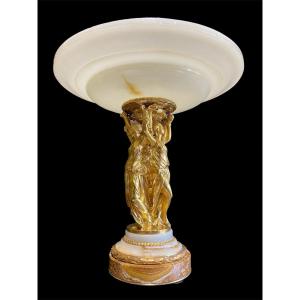 Table Center "with Three Graces" In Onyx And Gilt Bronze Napoleon III Period