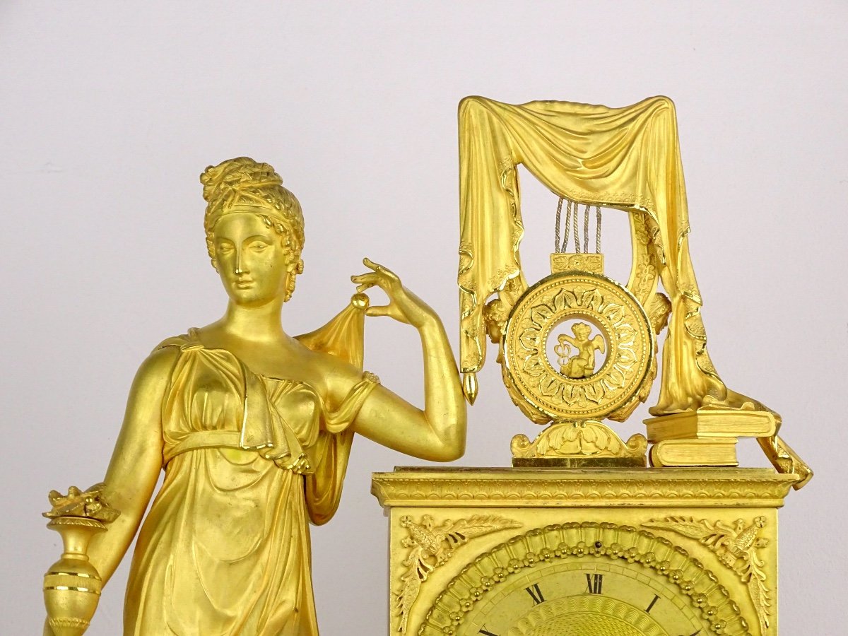 Ledure et Hémon - Pendule Empire Décorée De Personnages Et Motifs Astronomiques-photo-2