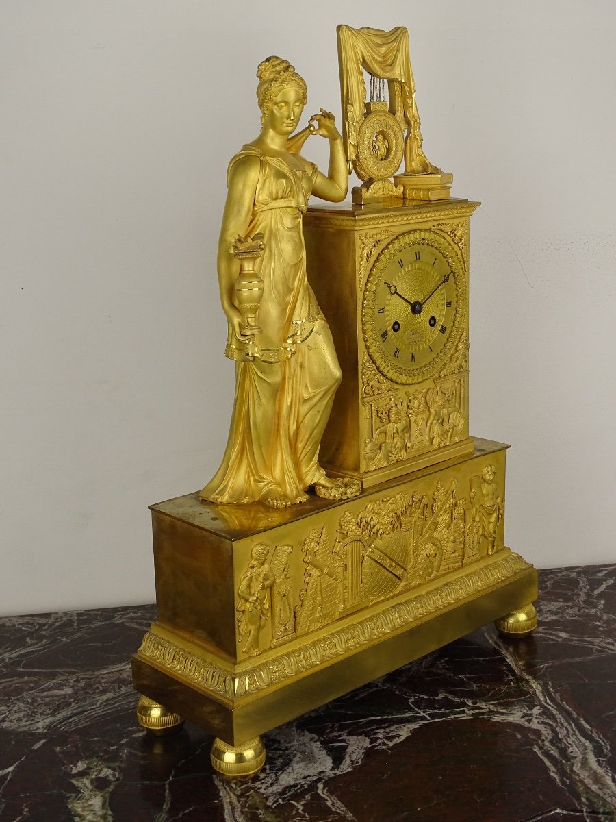 Ledure et Hémon - Pendule Empire Décorée De Personnages Et Motifs Astronomiques-photo-4