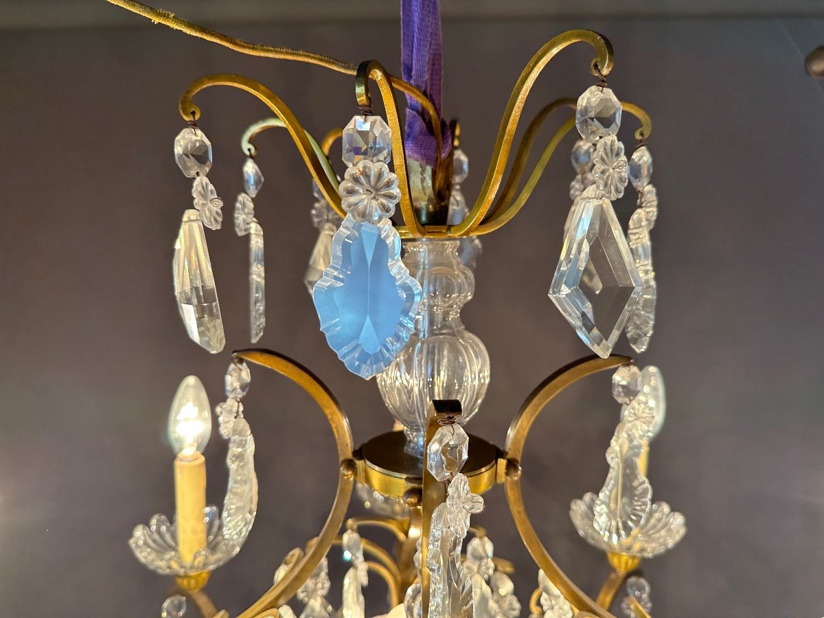 Baccarat Signed - Chandelier With Crystal Drops - 19th-photo-3