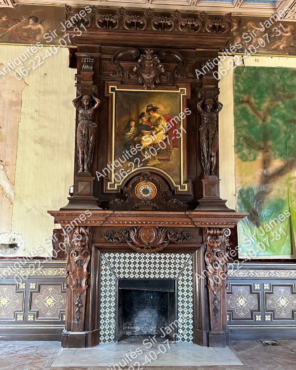 Exceptionnelle et Monumentale Cheminée De Style Renaissance En Noyer-photo-3