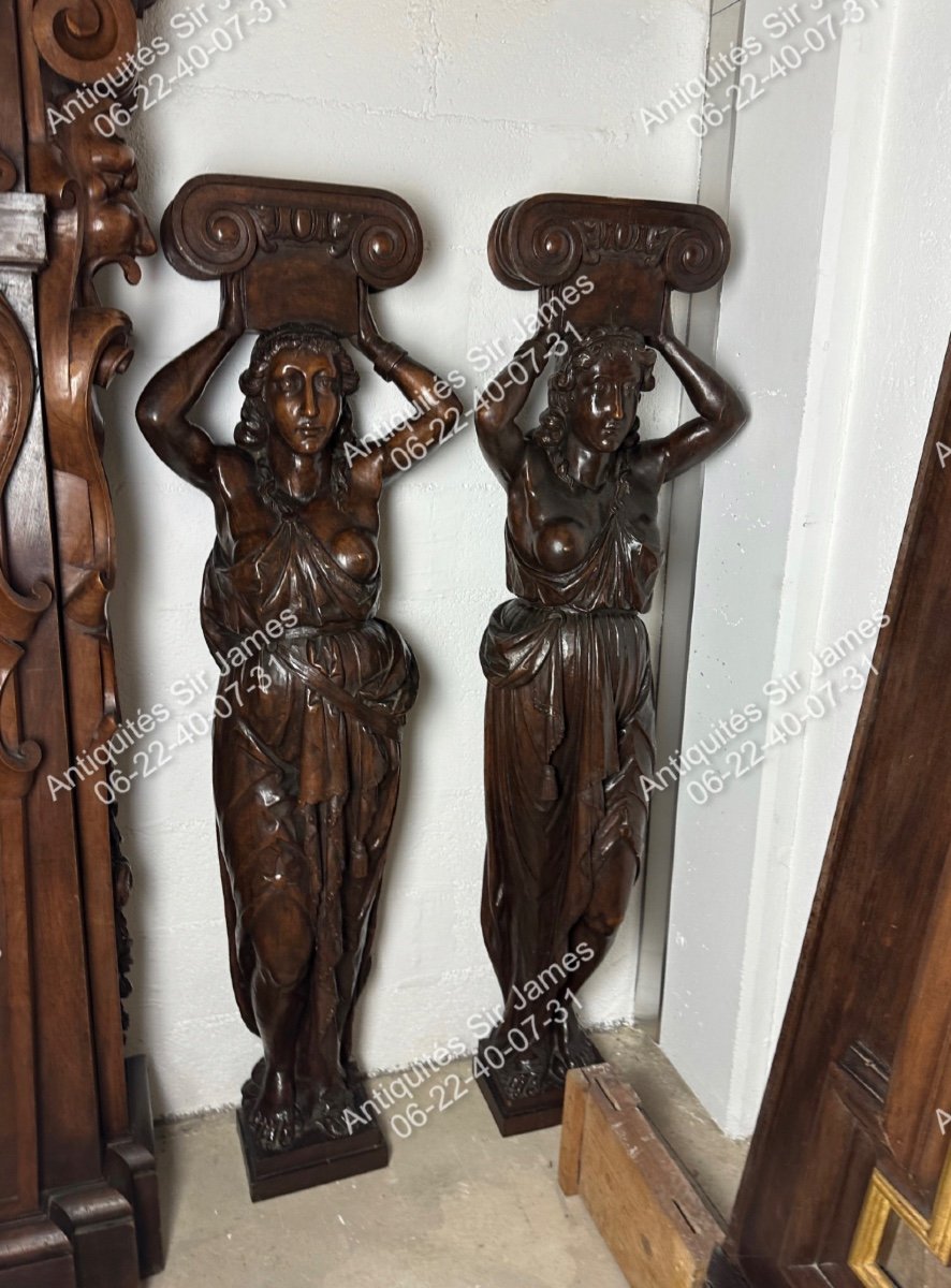 Exceptionnelle et Monumentale Cheminée De Style Renaissance En Noyer-photo-4