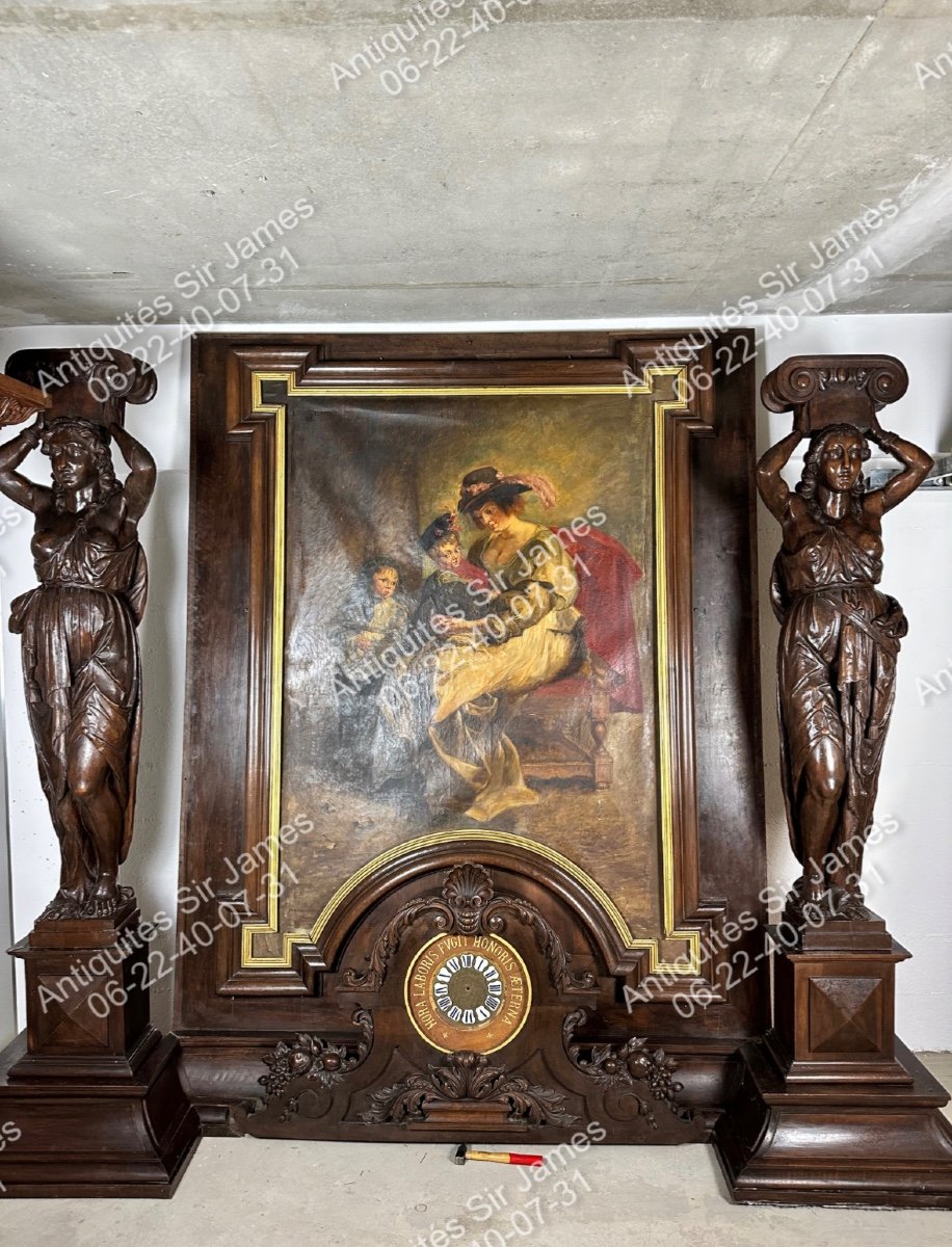 Exceptionnelle et Monumentale Cheminée De Style Renaissance En Noyer-photo-1