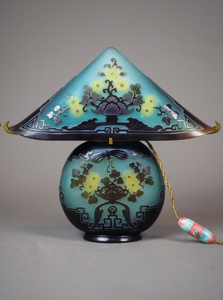Prix sur Demande - Très Rare Lampe Pagode Japonisante - Emile Gallé-photo-2