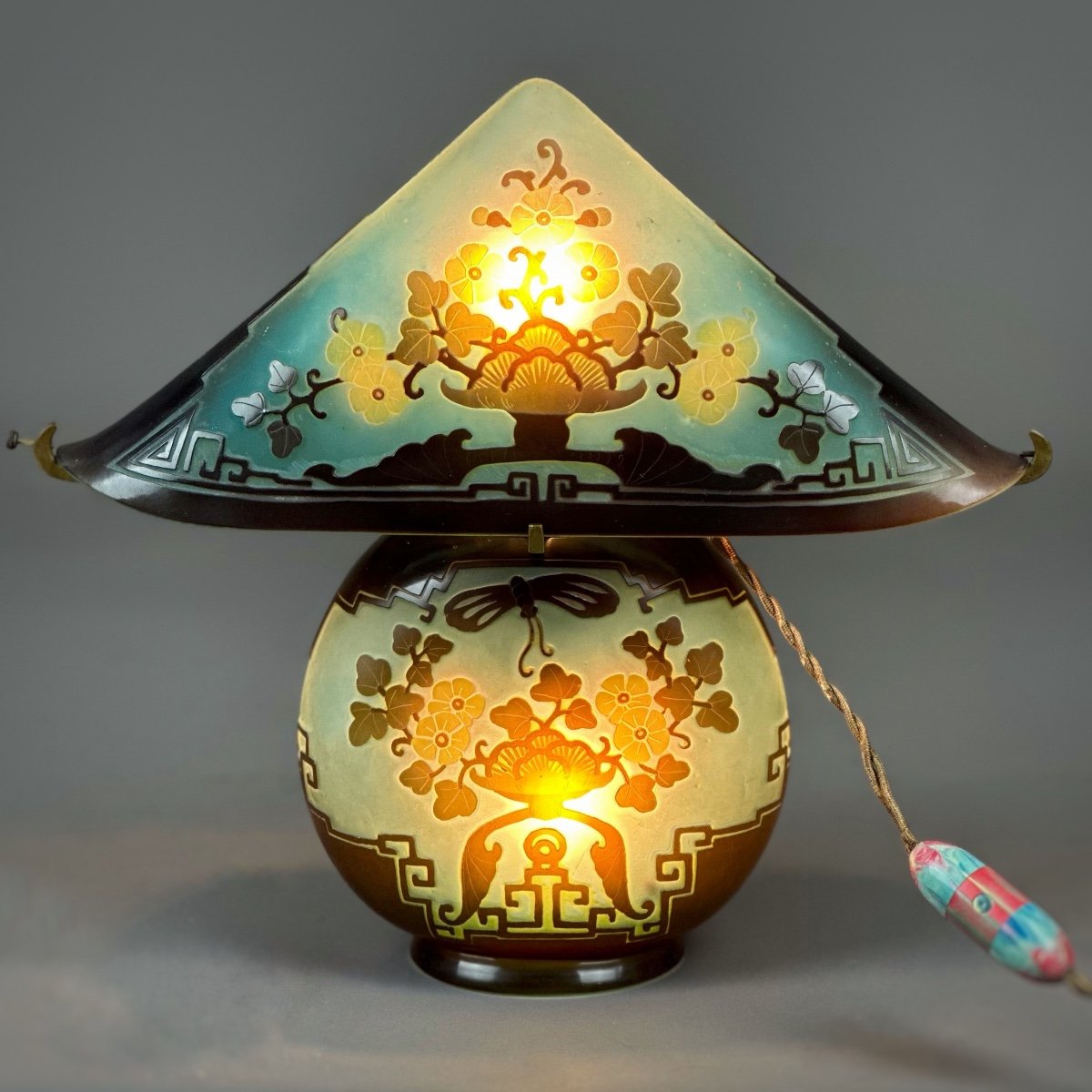 Prix sur Demande - Très Rare Lampe Pagode Japonisante - Emile Gallé-photo-4