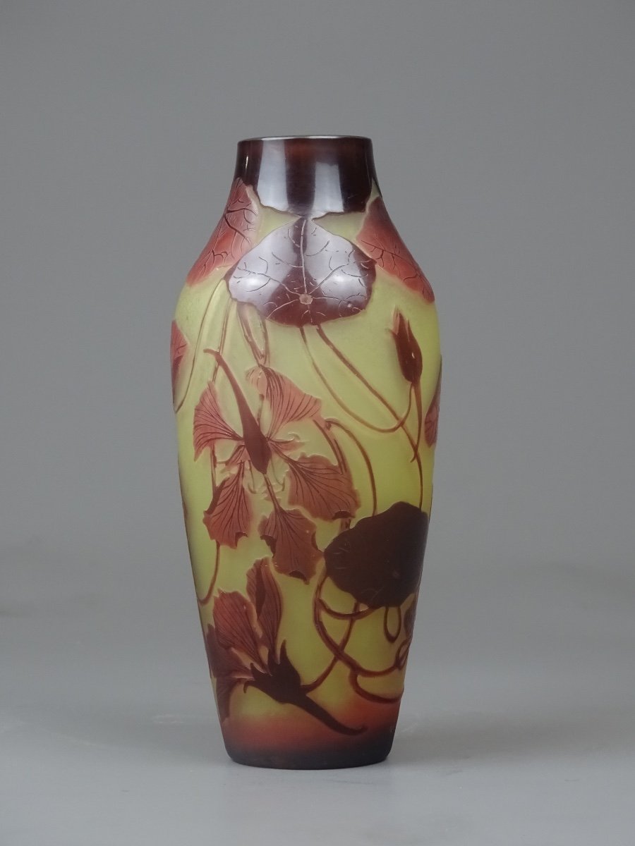 Dargental - Vase En Pâte De Verre à Décor De Capucines