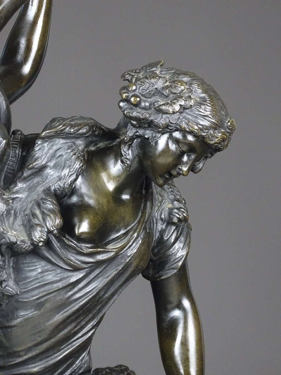 Clodion - Bacchanale - Spectaculaire Groupe En Bronze à Patine Brune-photo-2