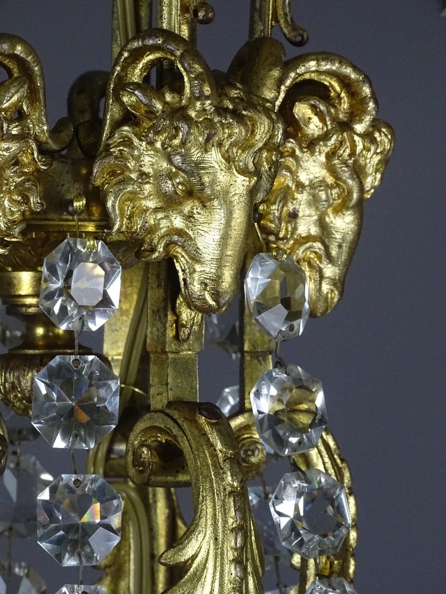 Baccarat - Important Lustre Aux Béliers de Style Louis XVI - 30 Lumières-photo-3