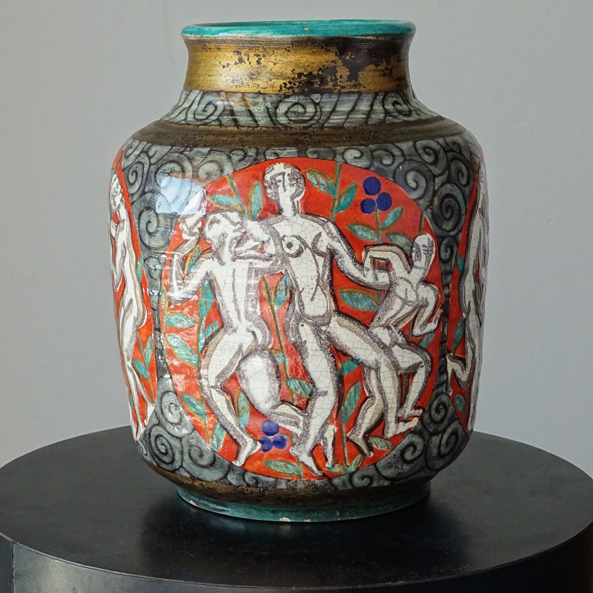 Edouard Cazaux - La Naissance de Vénus - Vase en faïence-photo-3