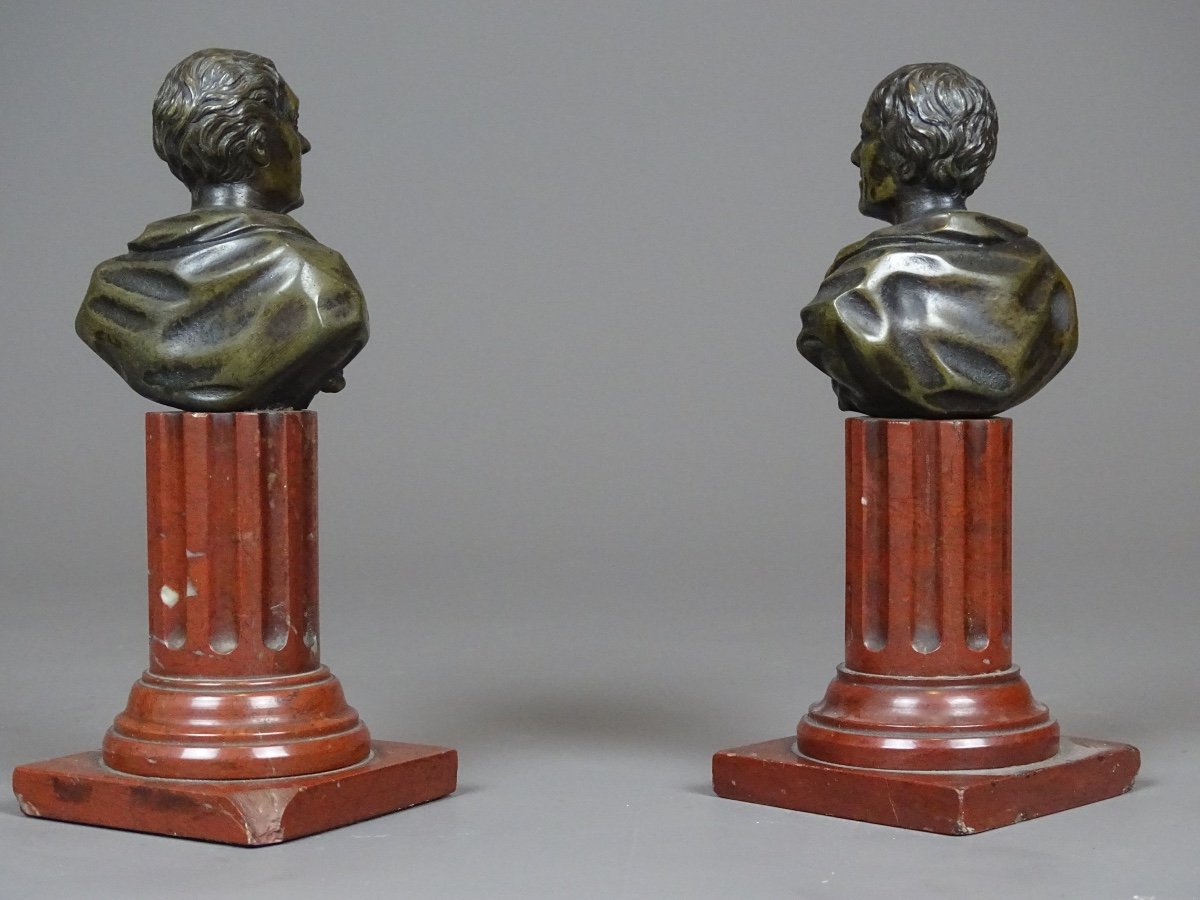 Paire De Bustes En Bronze - Seconde Moitié Du XIXème Siècle-photo-4
