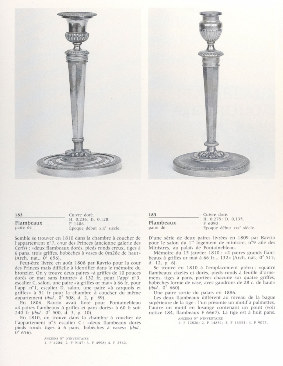 André Antoine Ravrio - Pair Of Bronze Candlesticks - Torches From The Consulate Period-photo-2