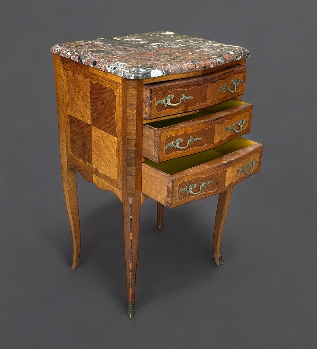 Pair Of Louis XIV Style Marquetry Bedside Tables - Early 20th Century-photo-3