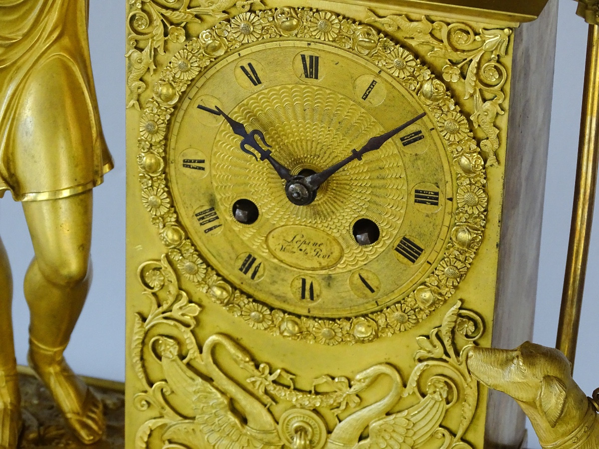 Lépine Horloger du Roi - Diane Chasseresse - Pendule en Bronze Doré d'époque Empire-photo-4