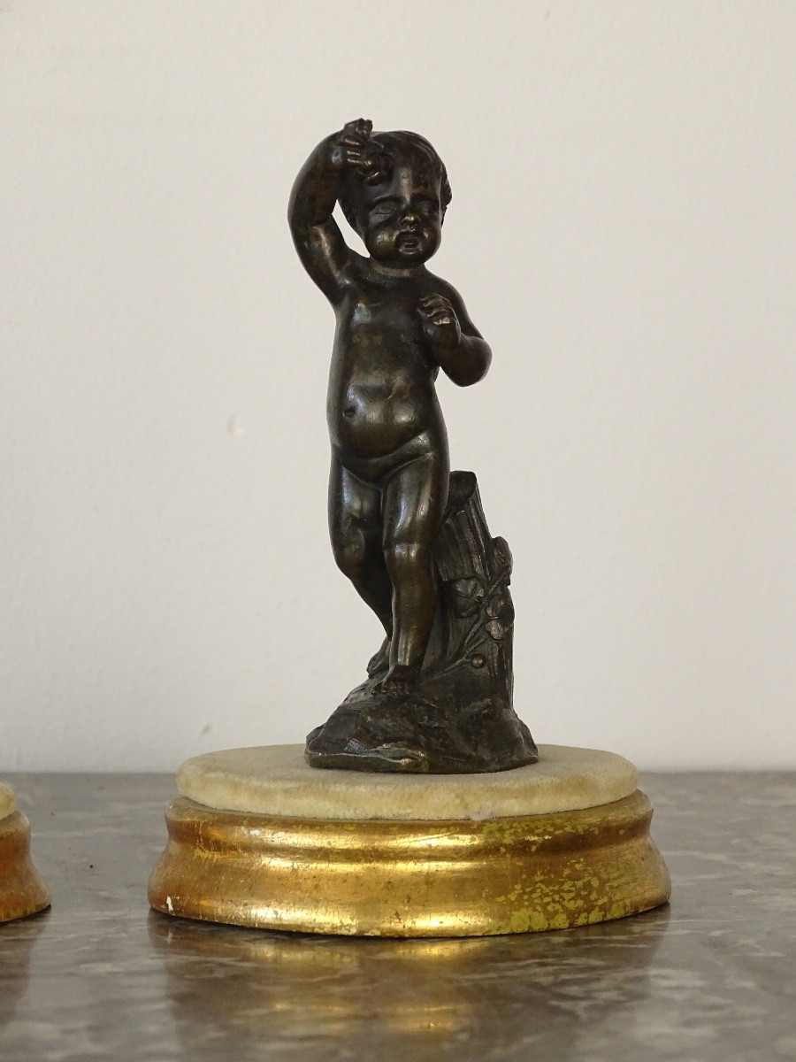 A. Meunier - Paire de Bronzes Miniatures aux Putti-photo-2
