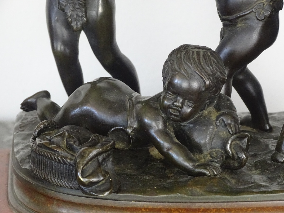 Clodion - Bacchanale d'enfants - Bronze à Patine Brune - Fin XIXème-photo-3