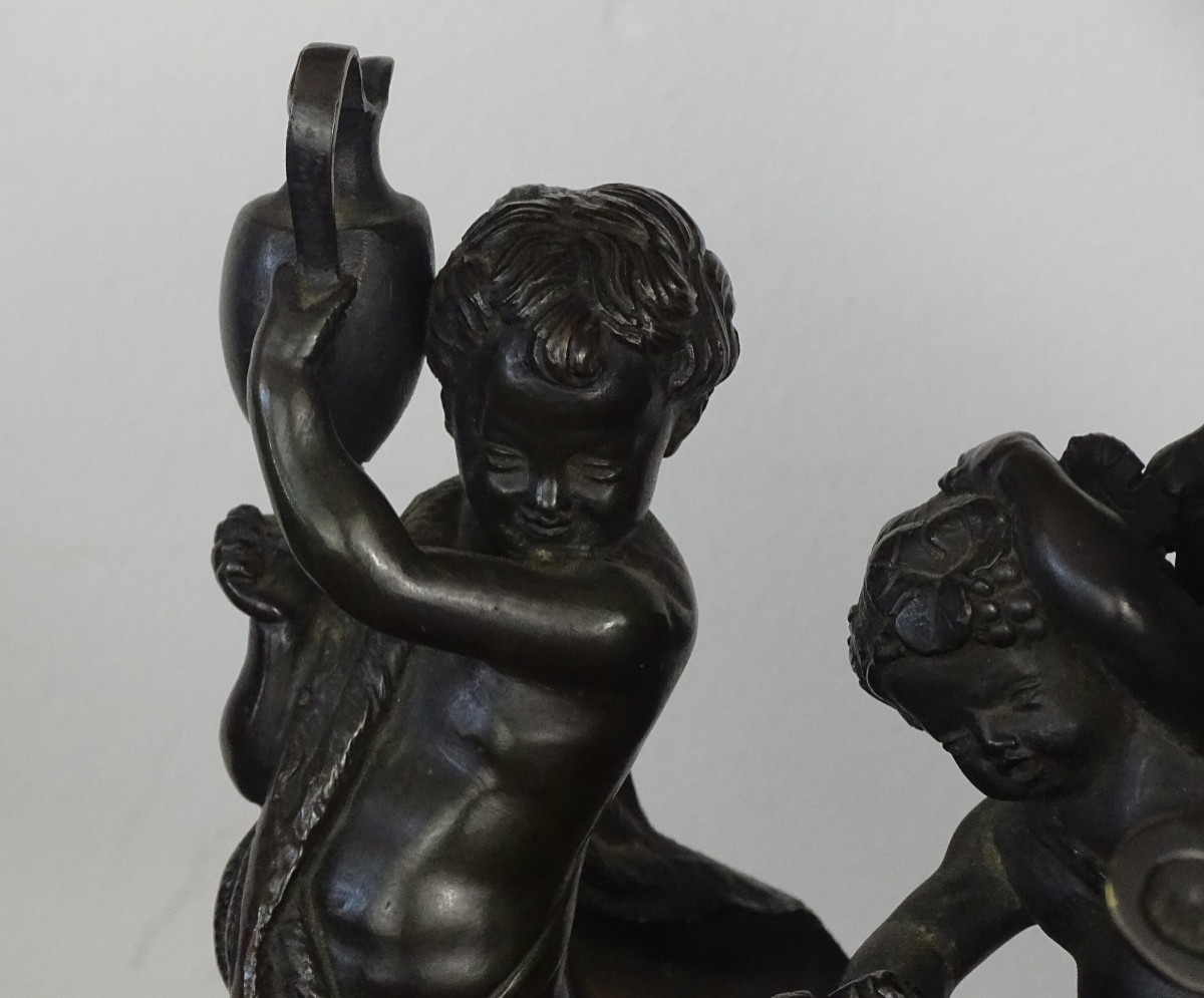Clodion - Bacchanale d'enfants - Bronze à Patine Brune - Fin XIXème-photo-4